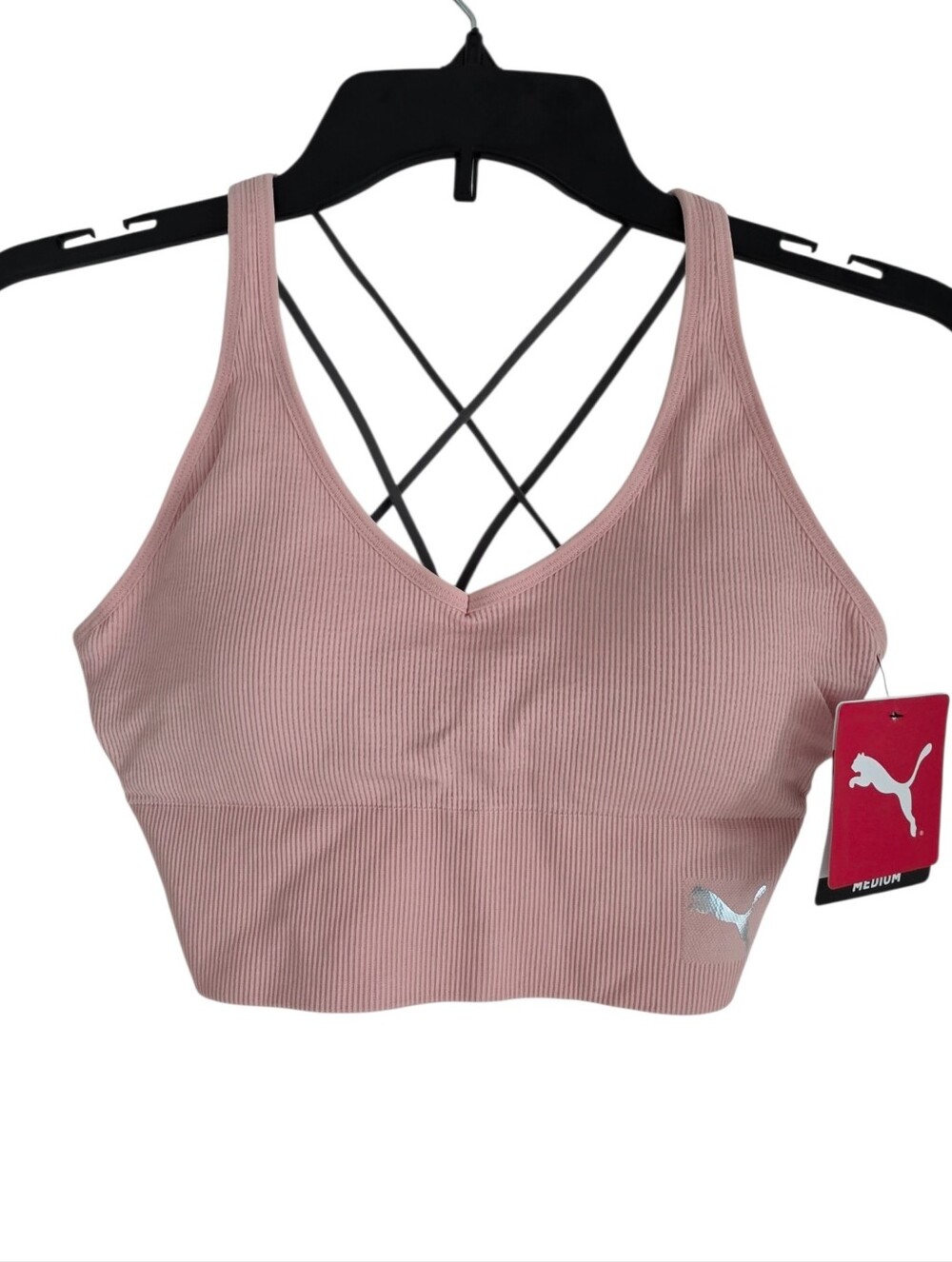Puma Women's Seamless Bra Soft Pink Size Medium